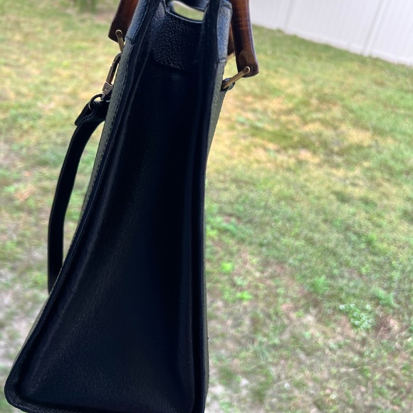 ❤️GORGEOUS VINTAGE AUTHENTIC GUCCI DIANA BLACK LEATHER BAMBOO HANDLE LEATHER - Picture 9 of 15